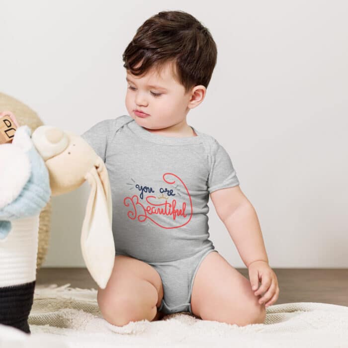 baby short sleeve one piece athletic heather front 664e6ab46abab