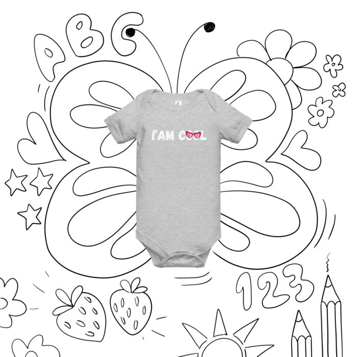 baby short sleeve one piece athletic heather front 664e7594c608d