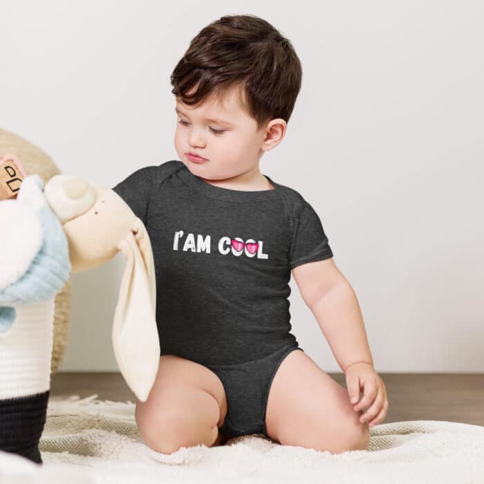 baby short sleeve one piece dark grey heather front 664e7594c40e1