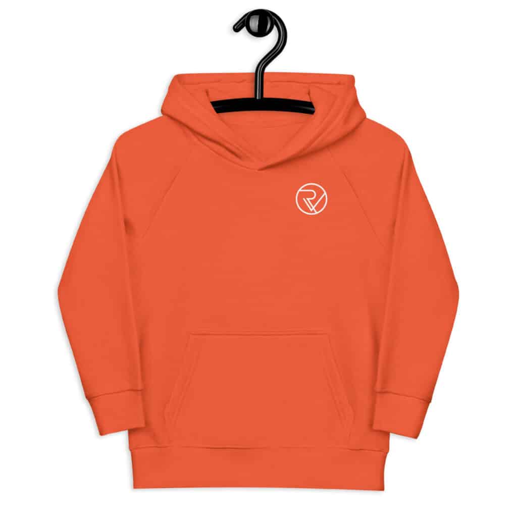 kids eco hoodie burnt orange front 664e8a2398b3e