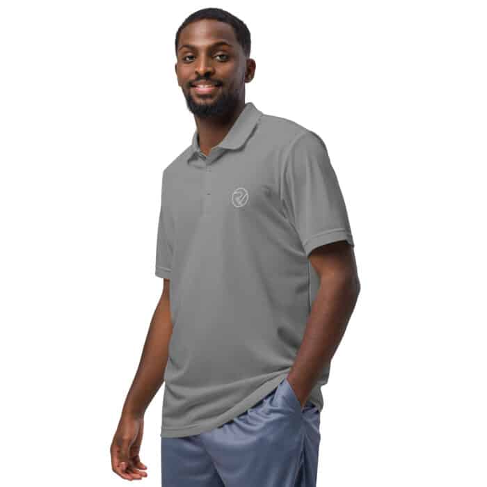 adidas sport polo shirt grey three front 66b4e6c8830c1