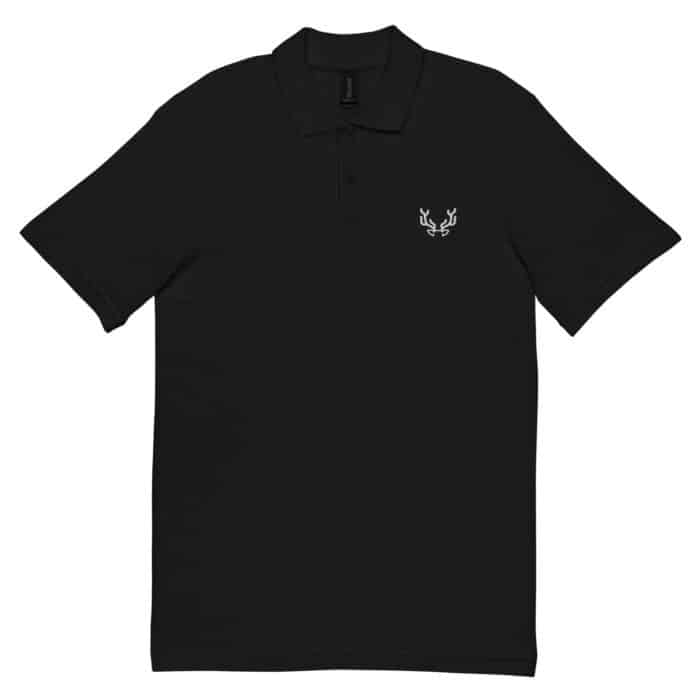 unisex pique polo shirt black front 66ccab74b1b1a