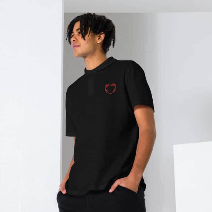 unisex pique polo shirt black front 66ccad0571977