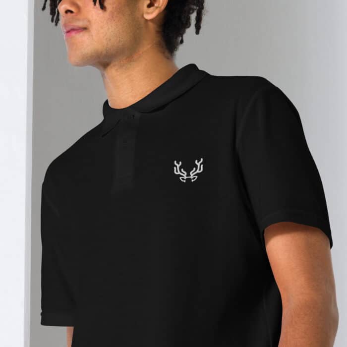 unisex pique polo shirt black zoomed in 66ccab74adc1c