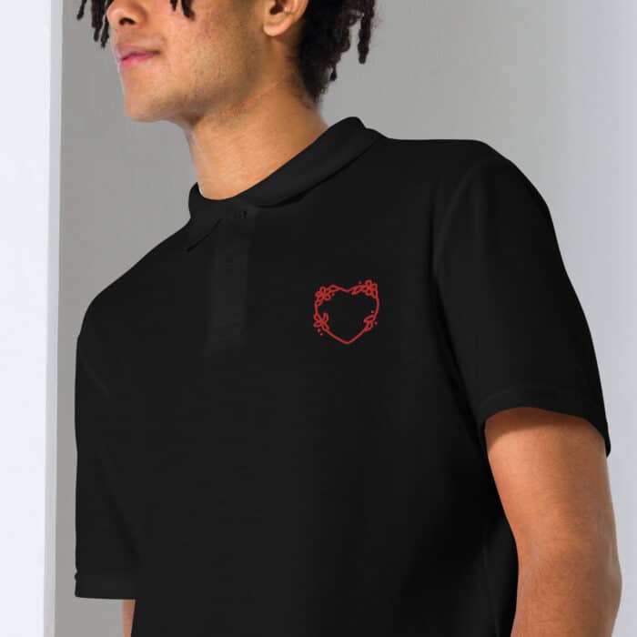 unisex pique polo shirt black zoomed in 66ccad057180f
