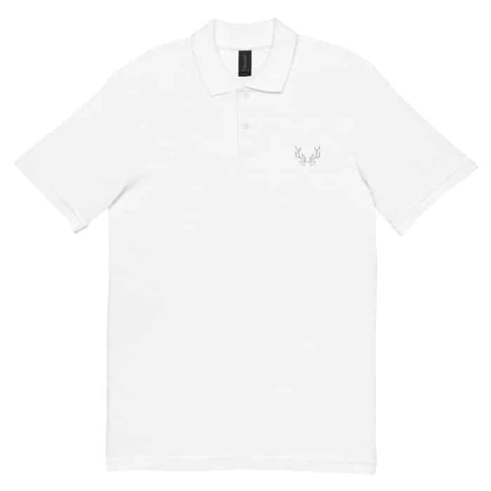 unisex pique polo shirt white front 66ccab74ab9f8