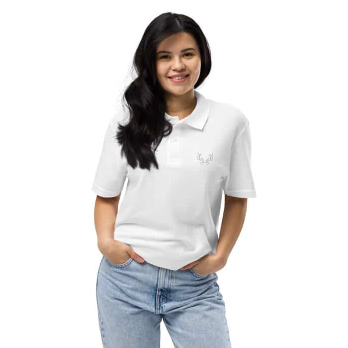 unisex pique polo shirt white front 66ccab74b08f2