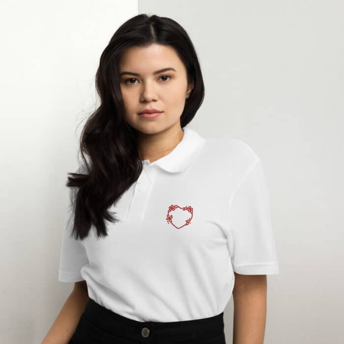 unisex pique polo shirt white front 66ccad05728dd