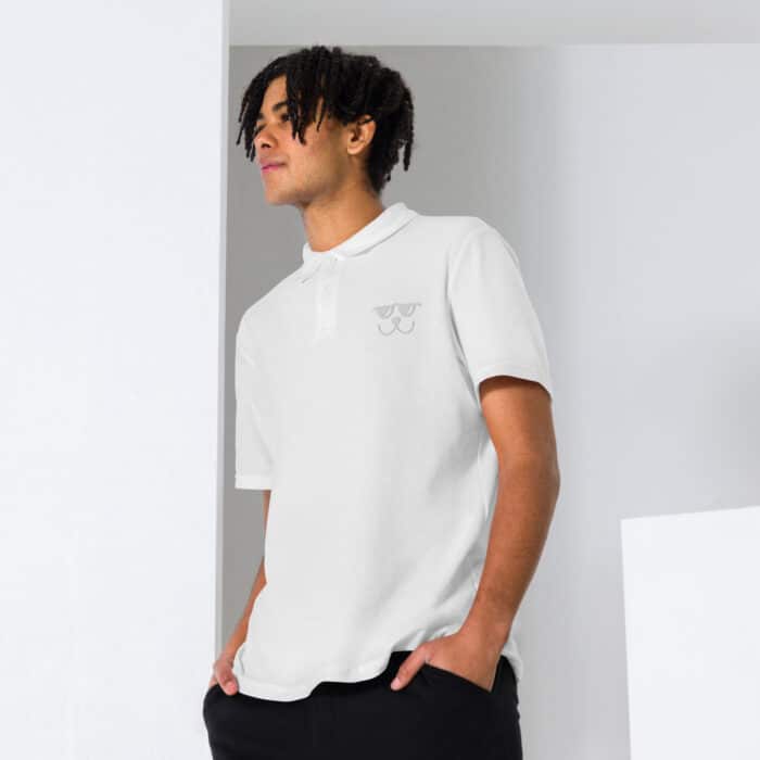 unisex pique polo shirt white front 66ccb28c85920