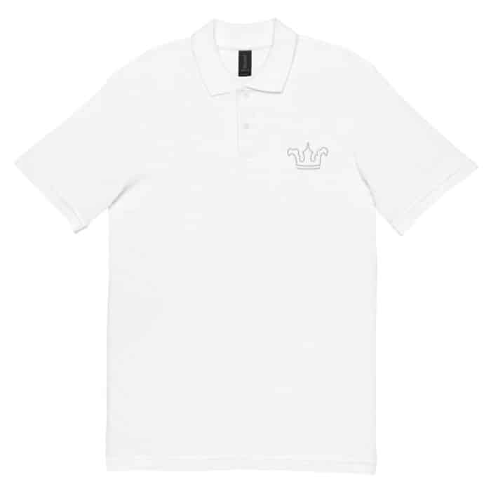 unisex pique polo shirt white front 66ccb9ef5f92d