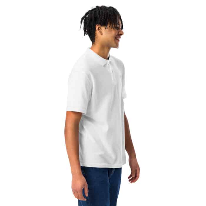 unisex pique polo shirt white right front 66ccb28c85572