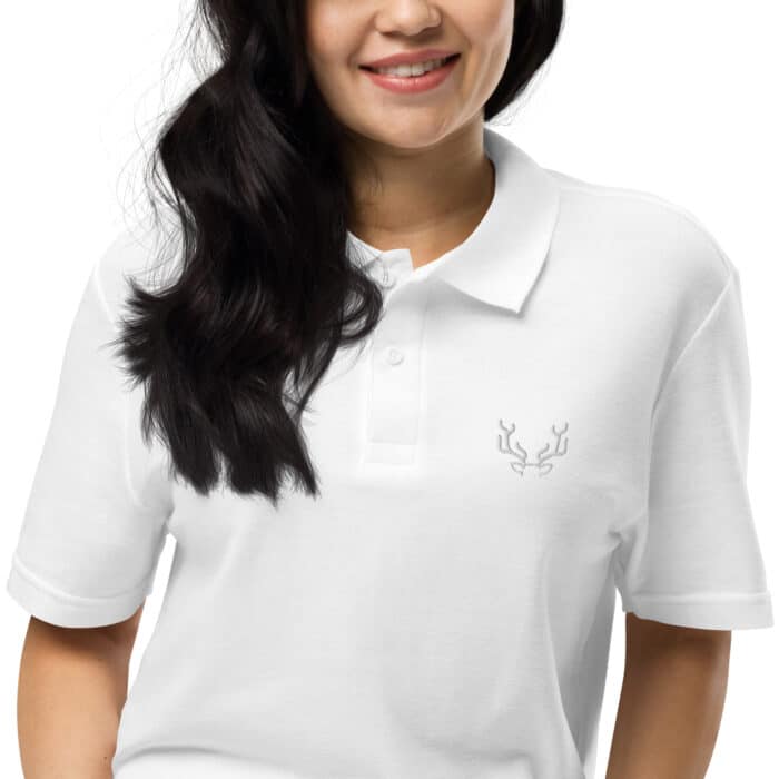 unisex pique polo shirt white zoomed in 66ccab74ae758