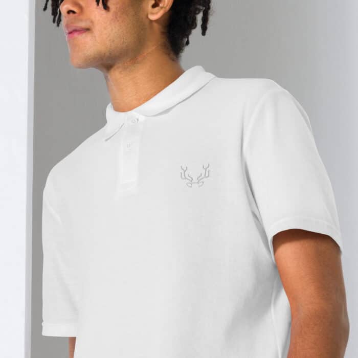 unisex pique polo shirt white zoomed in 66ccab74aeb8f