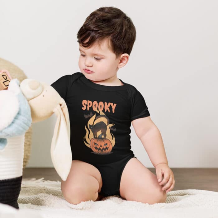 baby short sleeve one piece black front 67078d0e8528d