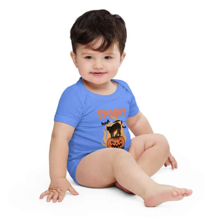 baby short sleeve one piece heather columbia blue front 67078d0e84f5b