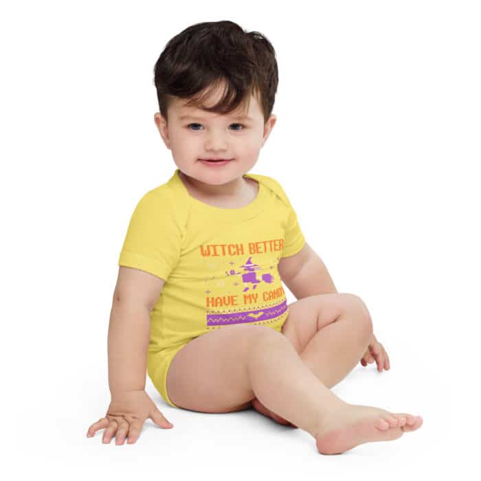 baby short sleeve one piece yellow front 67079b3dca18c