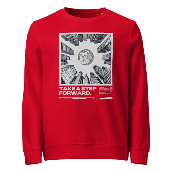 unisex organic sweatshirt red front 674211f924767