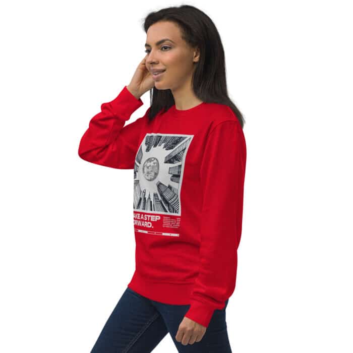 unisex organic sweatshirt red left front 674211f91f1e7