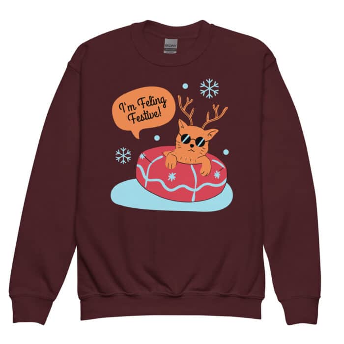 youth crew neck sweatshirt maroon front 675af73b6b6d0