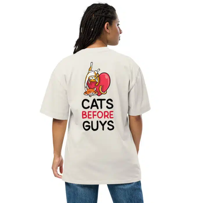 Cat Before Guys Oversized T-shirt - Image 3
